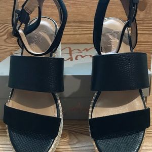 NWT-Sandal Wedge - Black- Size 6.5